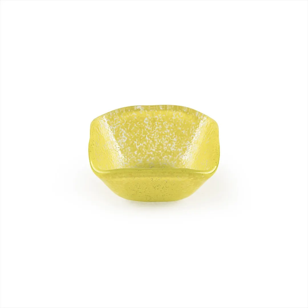Turgla 02-047-06YLW - Square Glass Ramekin, 2.25" x 1.5" H, 2 oz Capacity, Bright Yellow Finish