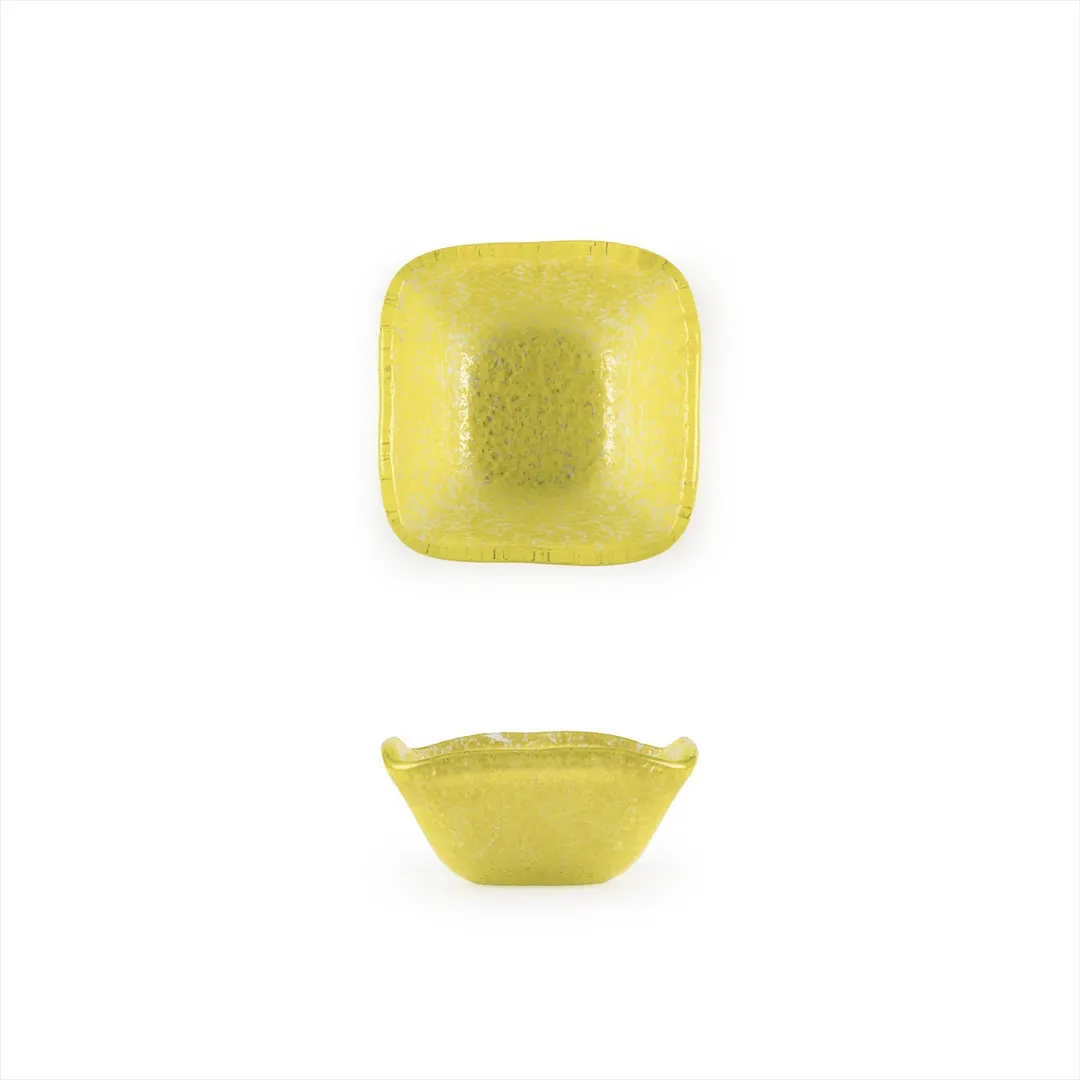 Turgla 02-047-06YLW - Square Glass Ramekin, 2.25" x 1.5" H, 2 oz Capacity, Bright Yellow Finish