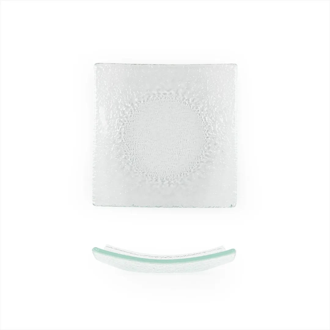 Turgla 02-347-15CLR - Square Clear Glass Plate, 5.75" x 5.75" (6"), Fusion Dinnerware