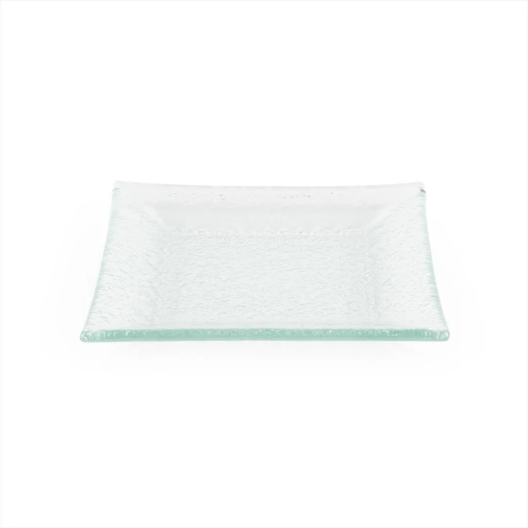 Turgla 02-351-16CLR - Square Clear Glass Plate, 6.25" x 6" Dinnerware, Fusion, Transparent