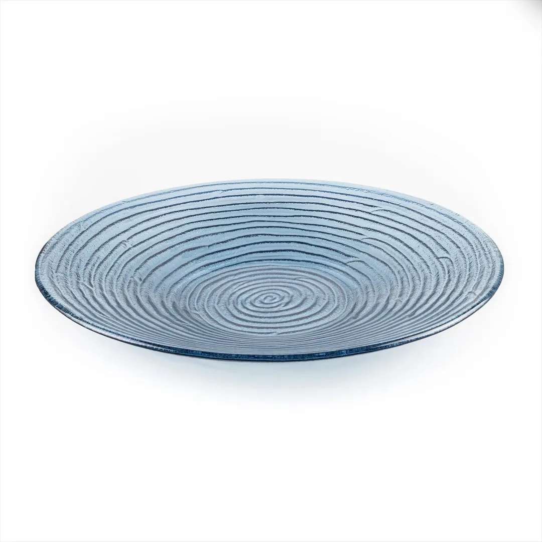 Turgla 04-316-45TBLU - 17.75" Round Glass Serving Bowl, 4.5 Qt (97 Oz) Blue Finish