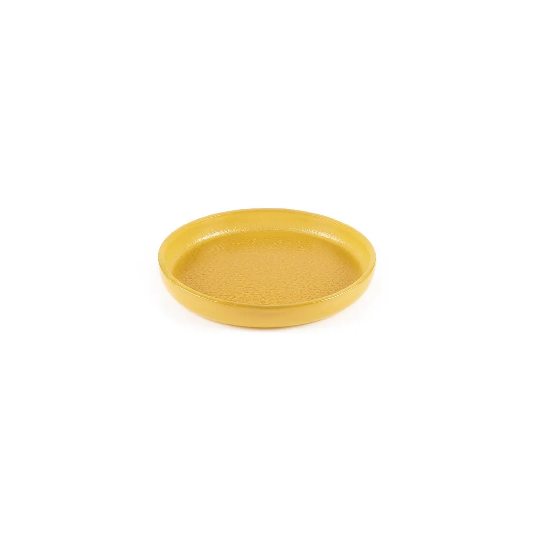 Turgla 04-385-24TRM - Turmeric Glass Platter, 9.5" Diameter Round Plate, Clear Finish