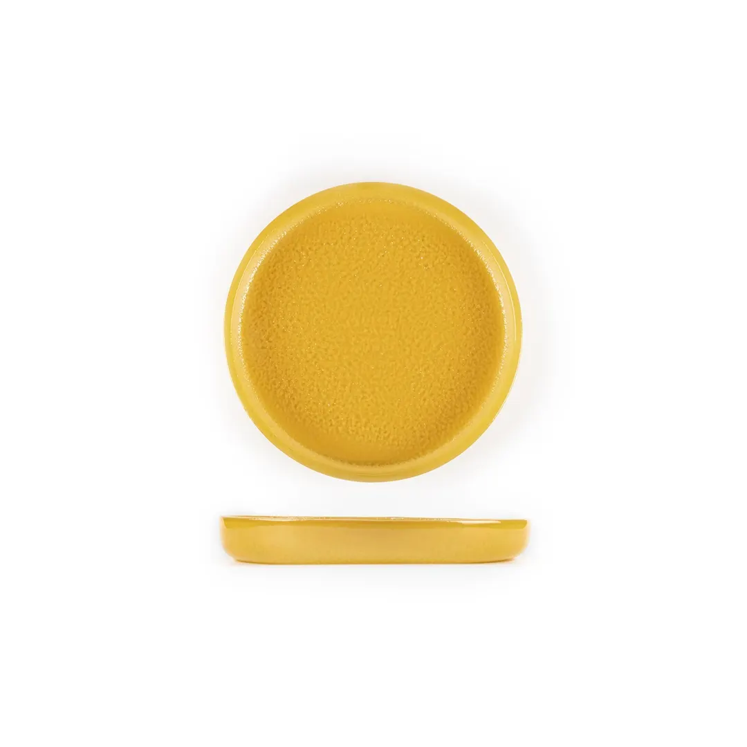 Turgla 04-385-24TRM - Turmeric Glass Platter, 9.5" Diameter Round Plate, Clear Finish
