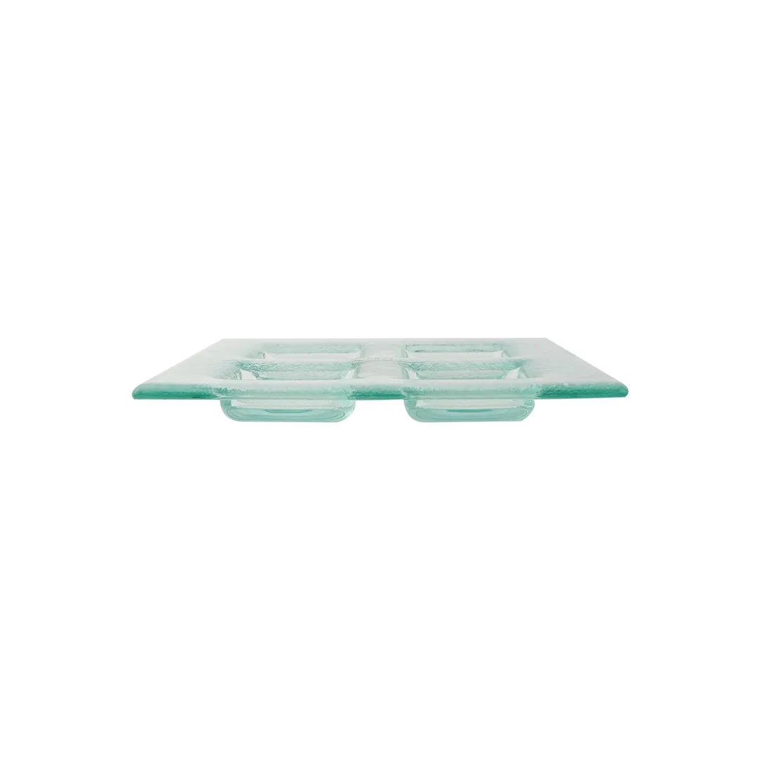 Turgla 06-017-20CLR Fusion Sectional Square Plate, 8" x 8" Clear Glass, Four Compartments, 7" Size