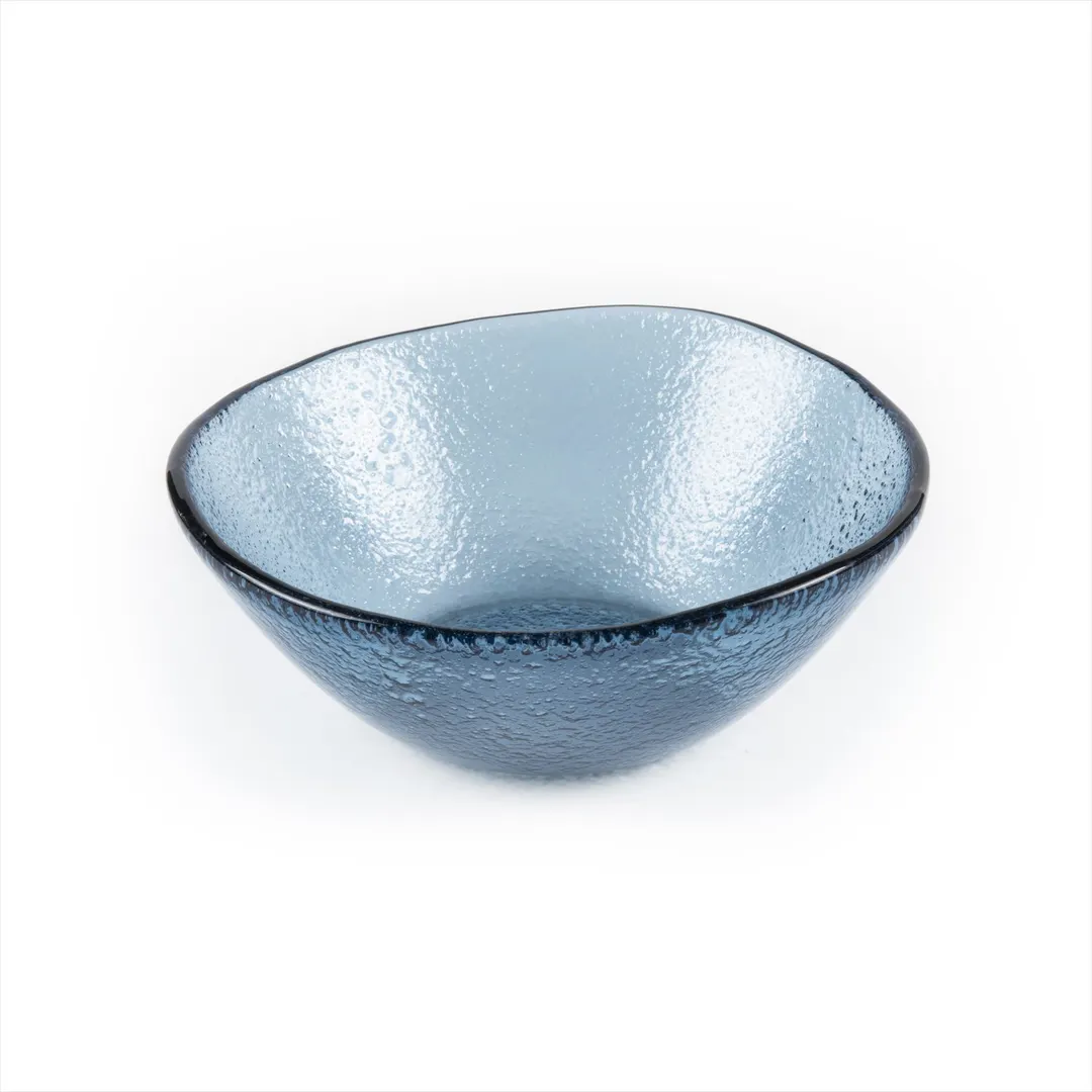 Turgla 10-027-20TBLU - Round Serving Bowl, 7.5" Dia x 2.75" H, 20 oz, Transparent Blue Glass