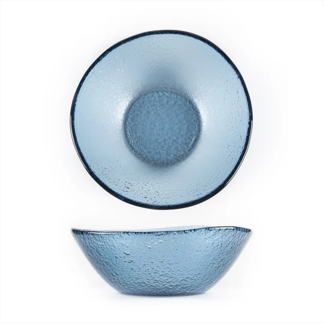 Turgla 10-027-20TBLU - Round Serving Bowl, 7.5" Dia x 2.75" H, 20 oz, Transparent Blue Glass