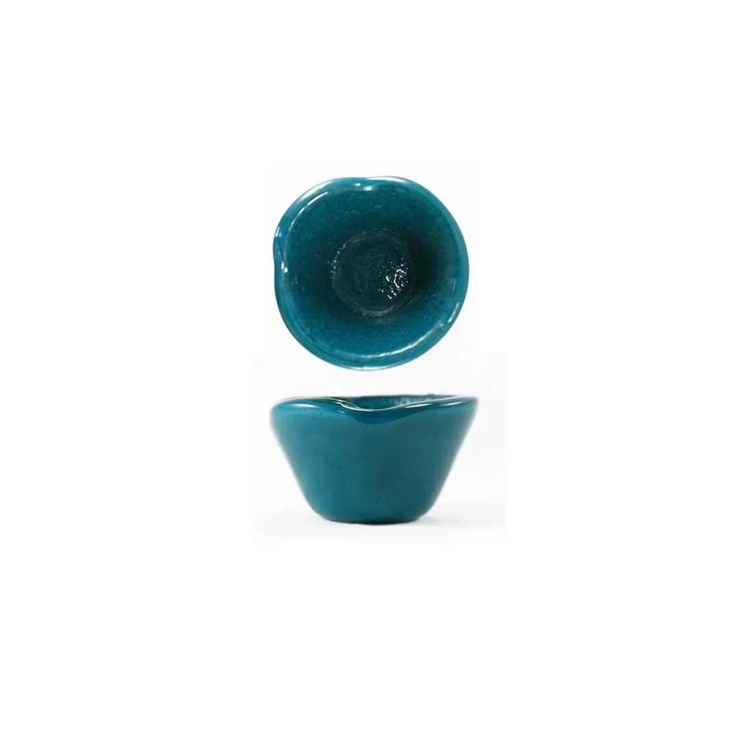 Turgla 10-029-06TRQ Glass Ramekin, 2.75" Diameter x 1.5" Height, 4 oz Capacity, Blue Glass