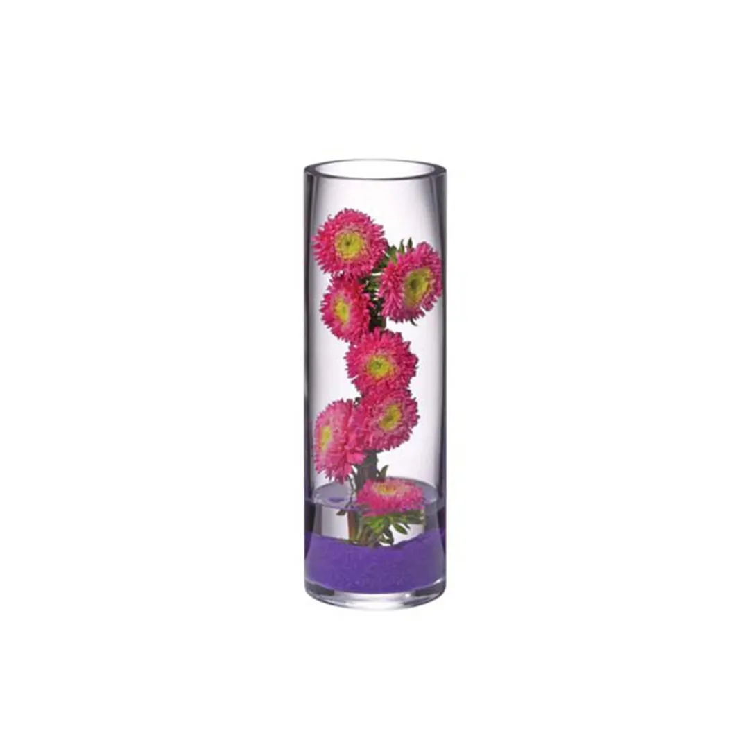 Turgla 13835 - Clear Glass Bud Vase, 4" Dia x 12" H, Round Straight Style, Decorative Tabletop Accent