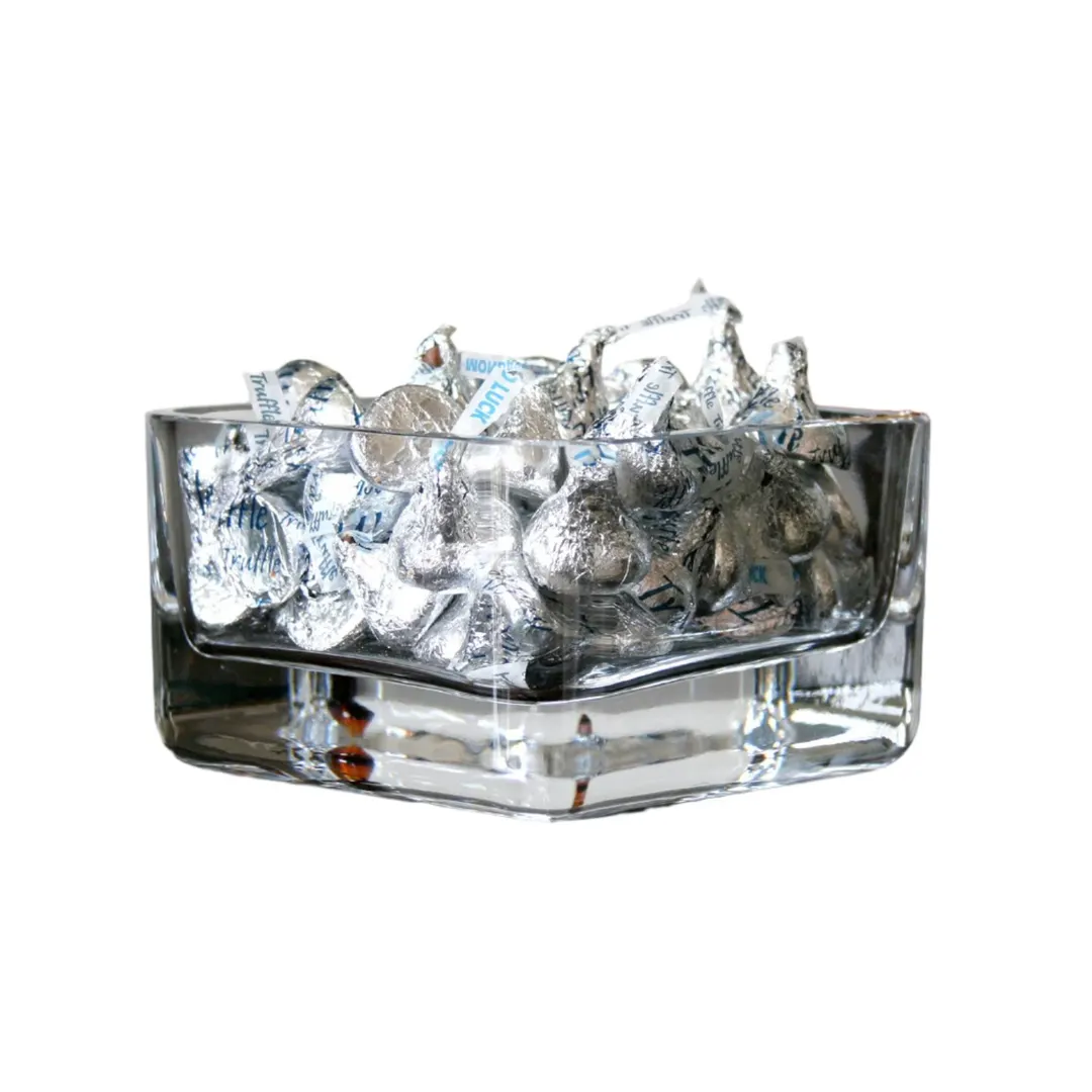 Turgla 16847 Decorative Senses Square Glass Serving Bowl, 4" x 2" H, 9 oz Capacity, Clear Finish