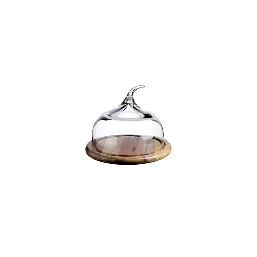 Turgla 18447 Round Clear Glass Plate Cover, 7" Diameter Decorative Cloche for Tabletop Presentation