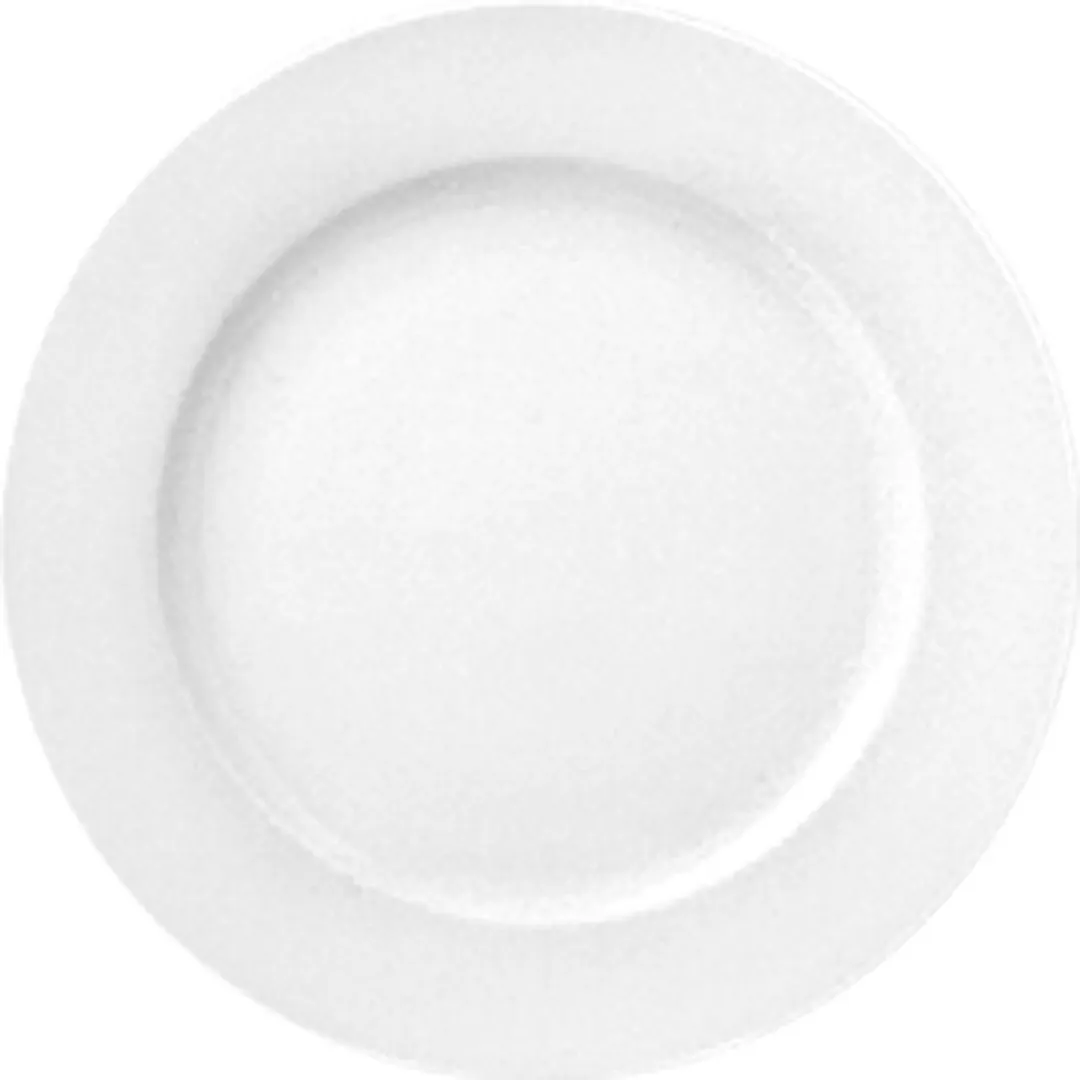 Turgla D127DU00 Delta Round Plate, 10.5" White Porcelain, Rolled Edge, Wide Rim