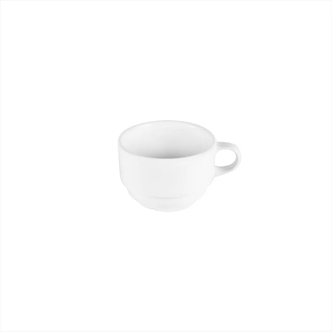 Turgla EO01CF00 Delta-Coupe Cup, 3.25" x 2.25" White Porcelain, 7 oz Capacity, Stackable