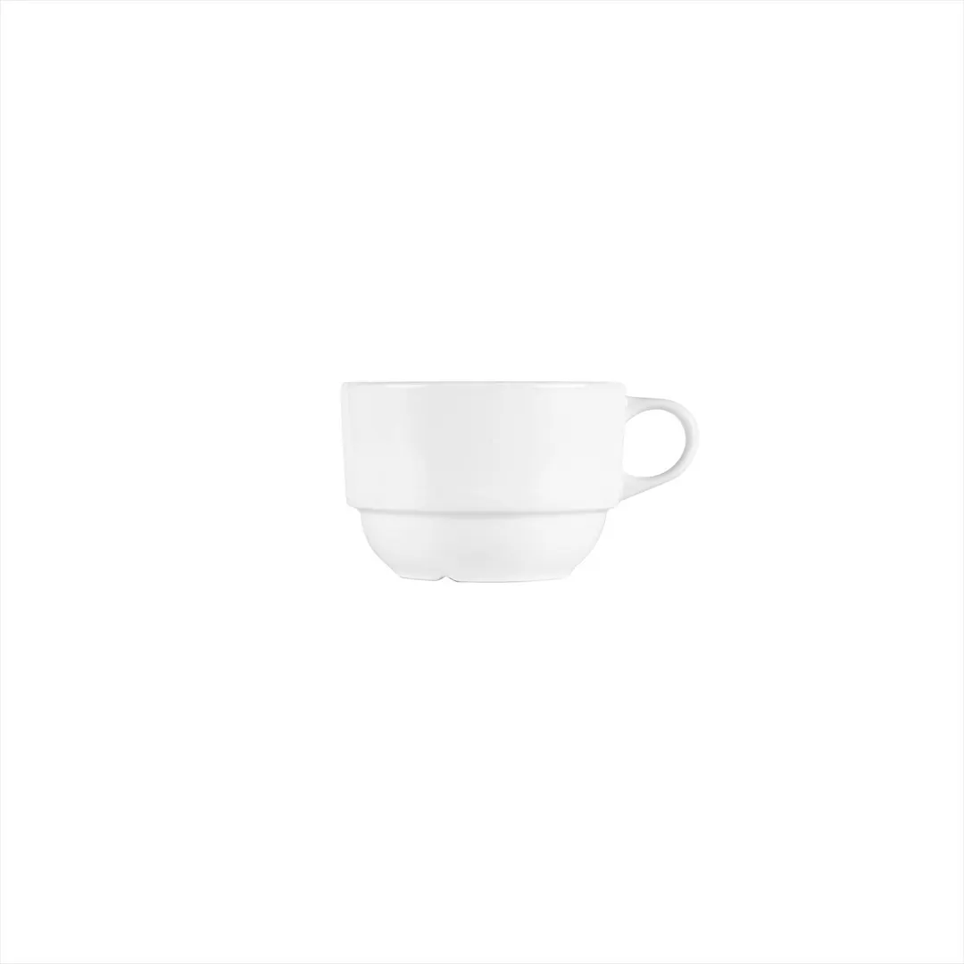 Turgla EO01CF00 Delta-Coupe Cup, 3.25" x 2.25" White Porcelain, 7 oz Capacity, Stackable