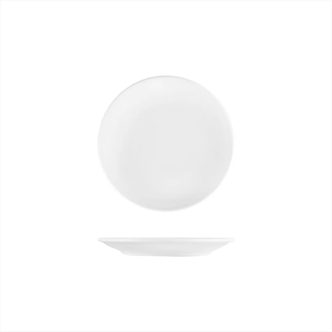 Turgla EO19DU00 - Delta Coupe China Plate, 7.75" Diameter, White Porcelain, Rolled Edge, Coupe Rim