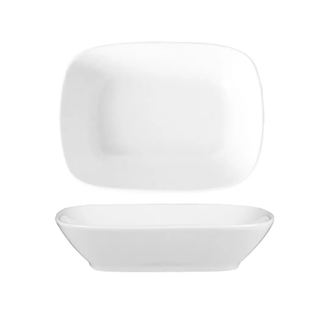 Turgla EO20KR00 Delta-Coupe Deep Plate – 8" x 5.75" x 1.75", 20 oz, White Rectangular Plastic Plate