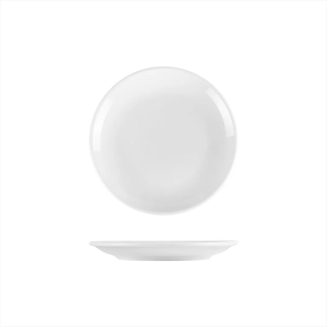 Turgla EO21DU00 Delta‑Coupe Plate, 8.25" Round White Porcelain Plate, Rolled Edge, Coupe Rim