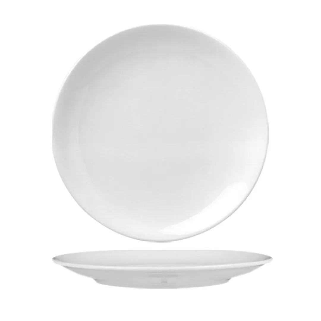 Turgla EO28DU00 Delta‑Coupe Plate, 10.75" Round White Porcelain with Rolled Edge and Coupe Rim