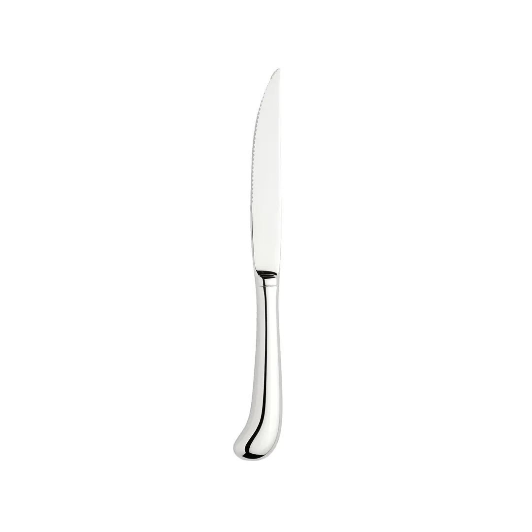 Turgla ETE999-45 Dinner Knife - 9" Steak Knife, 18/10 Stainless Steel Solid Handle, Silver Finish