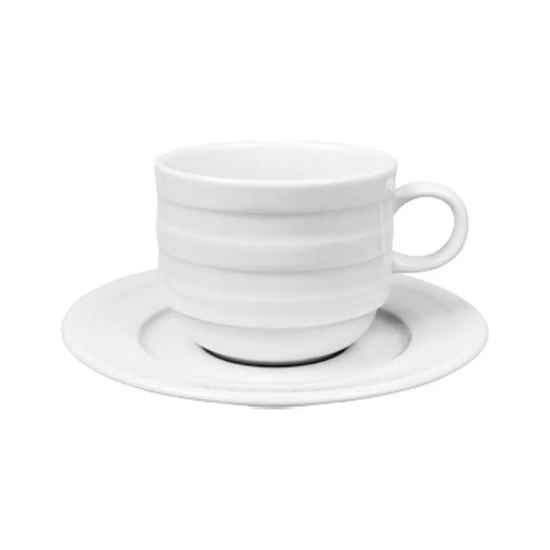 Turgla LIZ01CF00 - Round White Porcelain Cup, 3.25" Dia x 2.5" H, 7 oz Capacity, Stackable