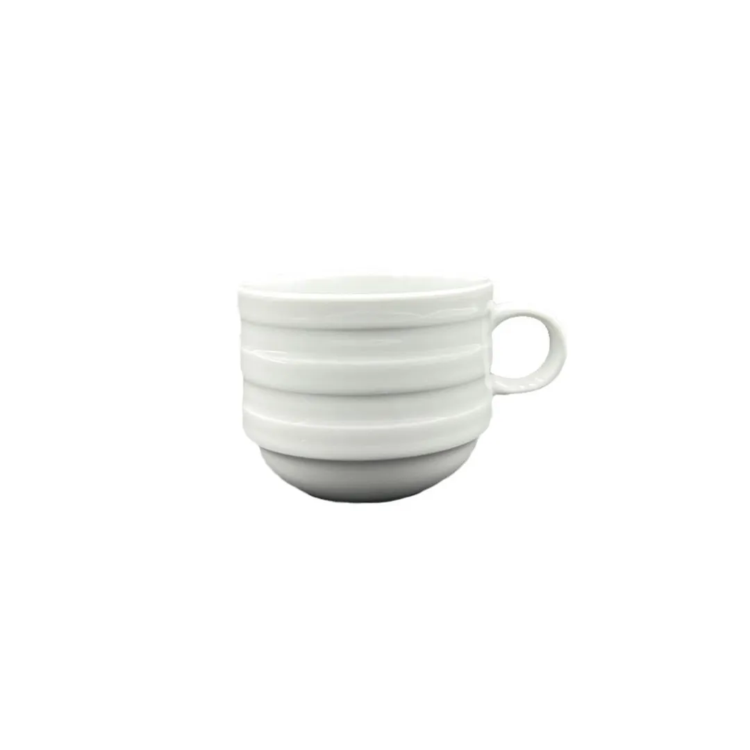 Turgla LIZ01CF00 - Round White Porcelain Cup, 3.25" Dia x 2.5" H, 7 oz Capacity, Stackable