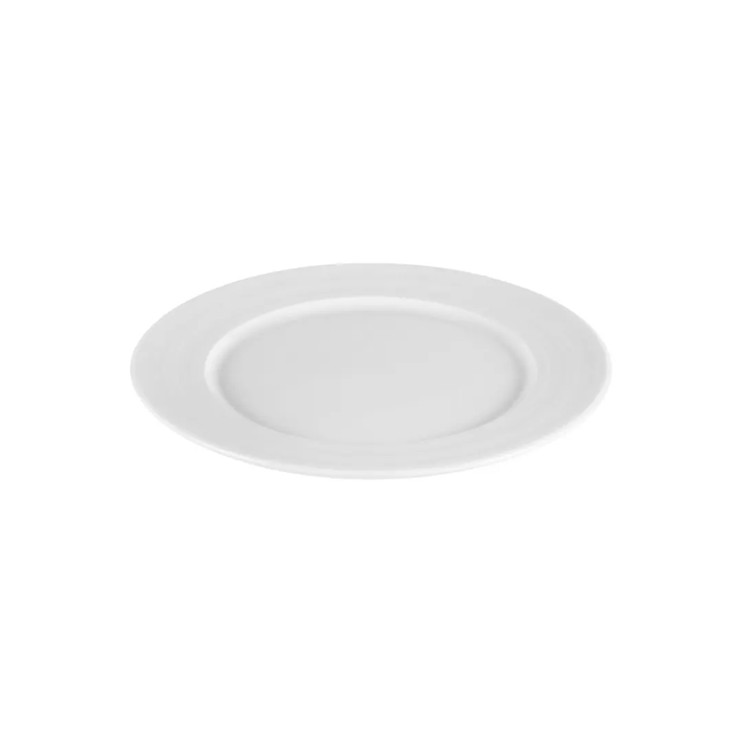 Turgla LIZ30DU00 - 11.75" Round White Porcelain Plate with Rolled Edge and Wide Rim, China Style