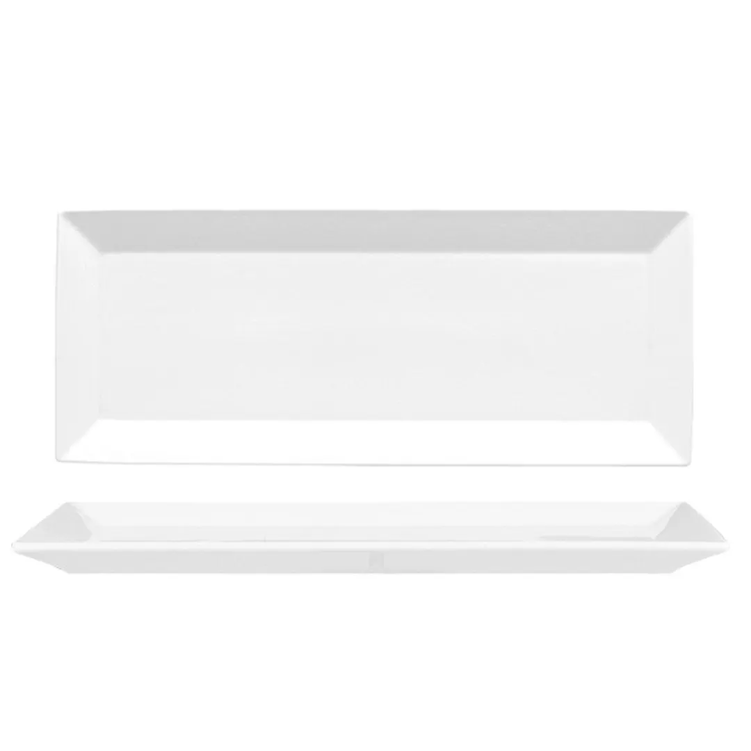 Turgla MER34KY00 China Platter – 13.5" W x 5.5" D x 0.75" H White Porcelain Tray with Coupe Rim