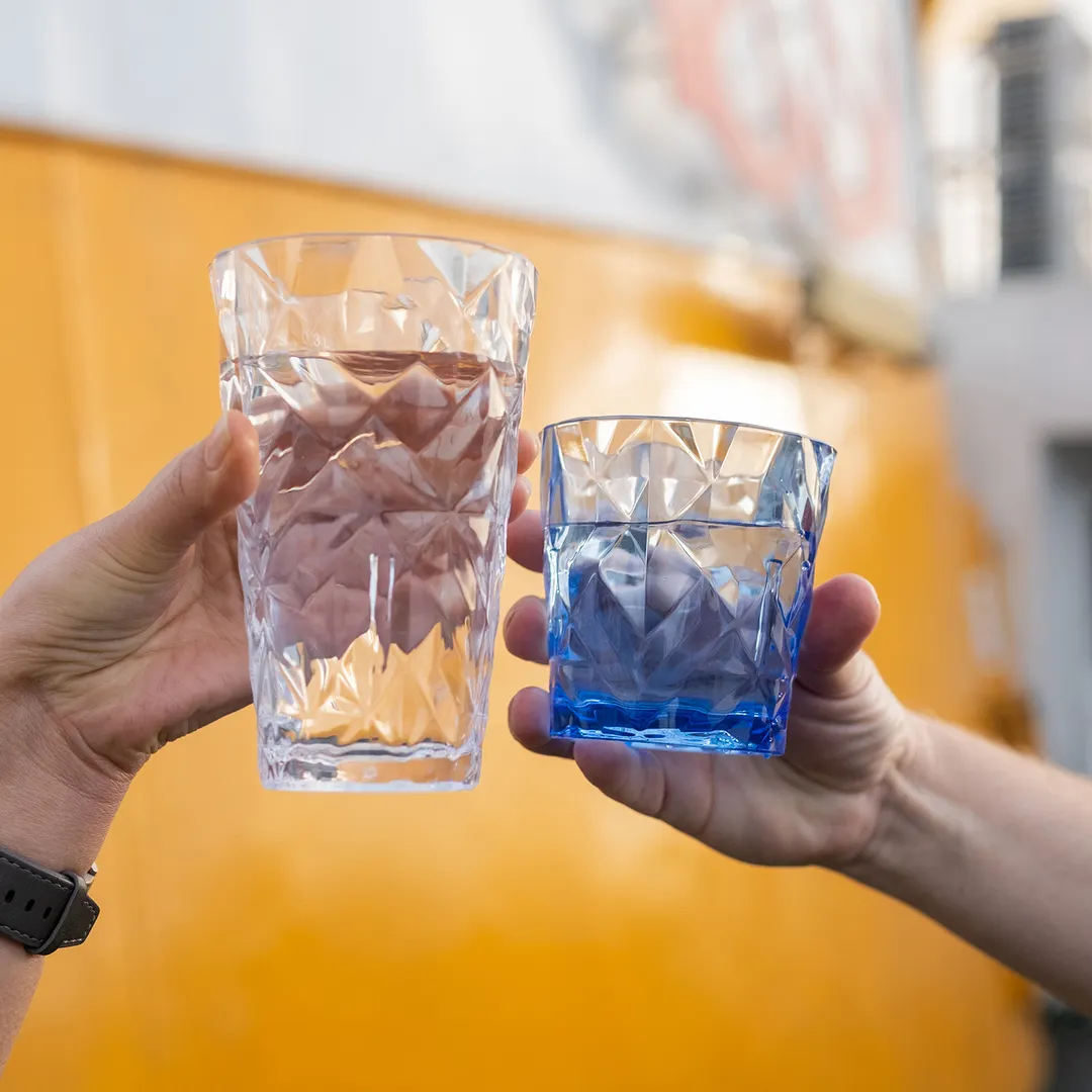Turgla R-PRSRCK250BLU Rocks Old Fashioned Glass, 10 oz, 3.5" Dia x 3.5" H, Blue Polycarbonate