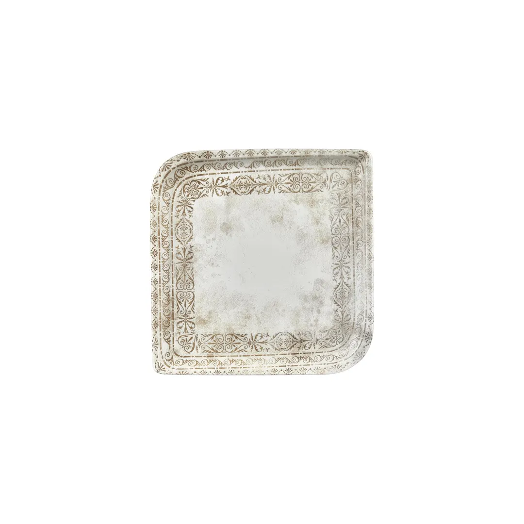 Turgla T-ANAR30KR-6 Square China Plate, 9" x 9" Brown Porcelain Dinnerware