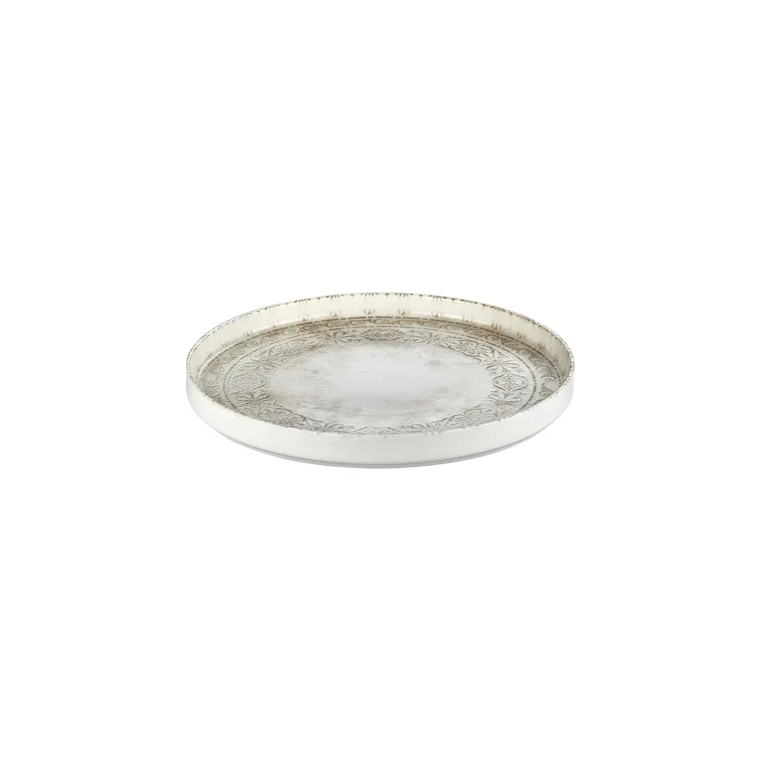 Turgla T-ANHL27RD-6 Antico Round Porcelain Dinner Plate, 10.75" Brown, Classic Tableware