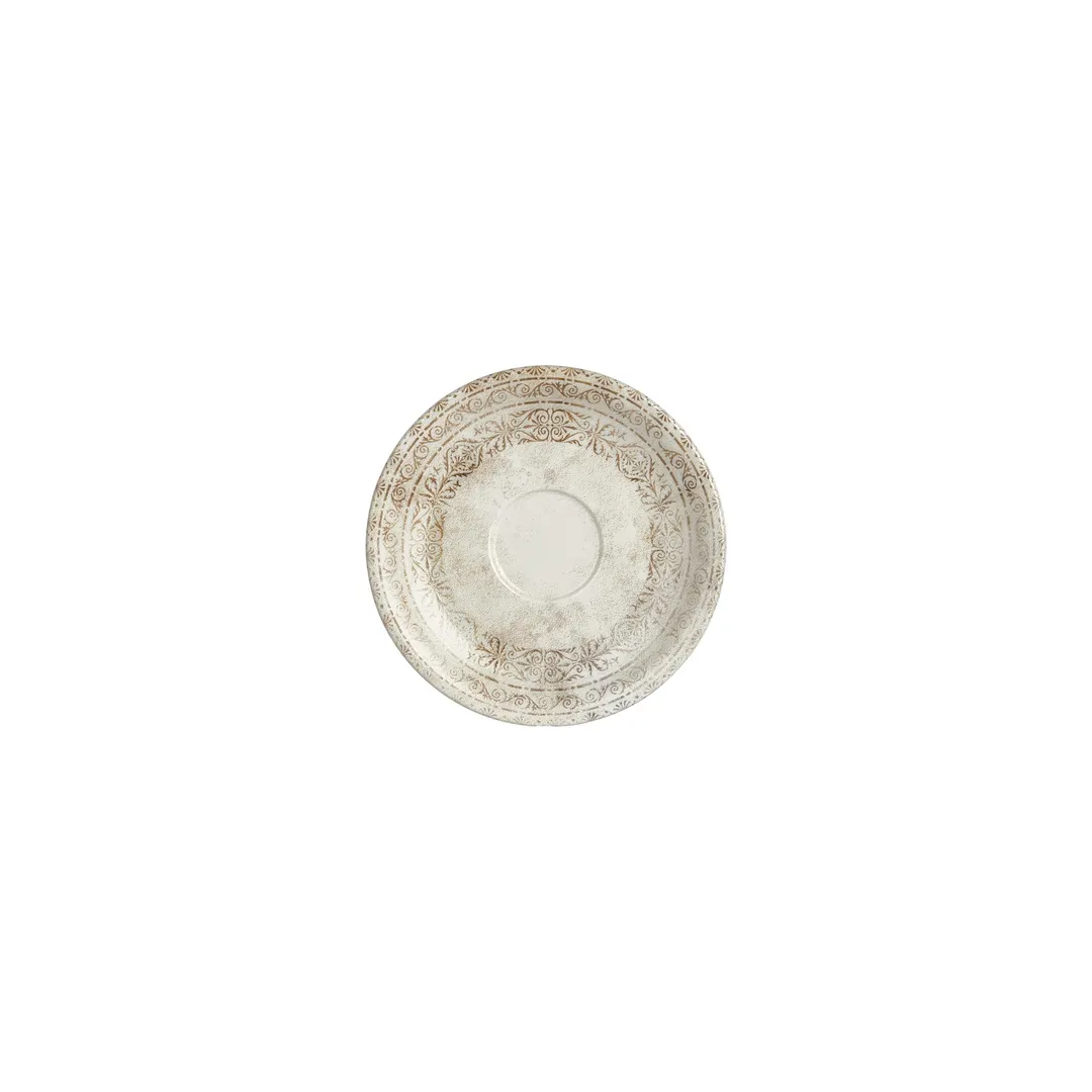 Turgla T-ANZT01CT-24 Round Porcelain Saucer, 6.25" Diameter, Brown Finish, Classic Antico Design