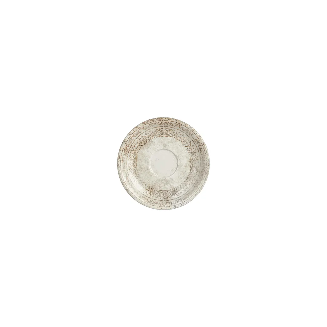 Turgla T-ANZT01KT-24 Antico Round Porcelain Saucer, 4.75" Diameter, Brown Finish