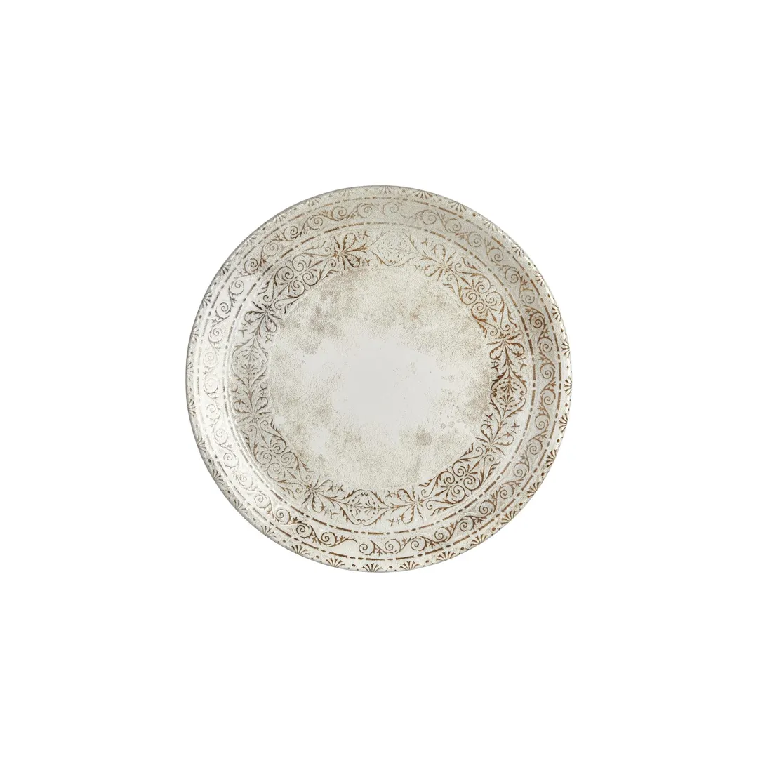 Turgla T-ANZT27DZ-12 Round Porcelain Dinner Plate, 10.75" Brown, Classic Antico Design