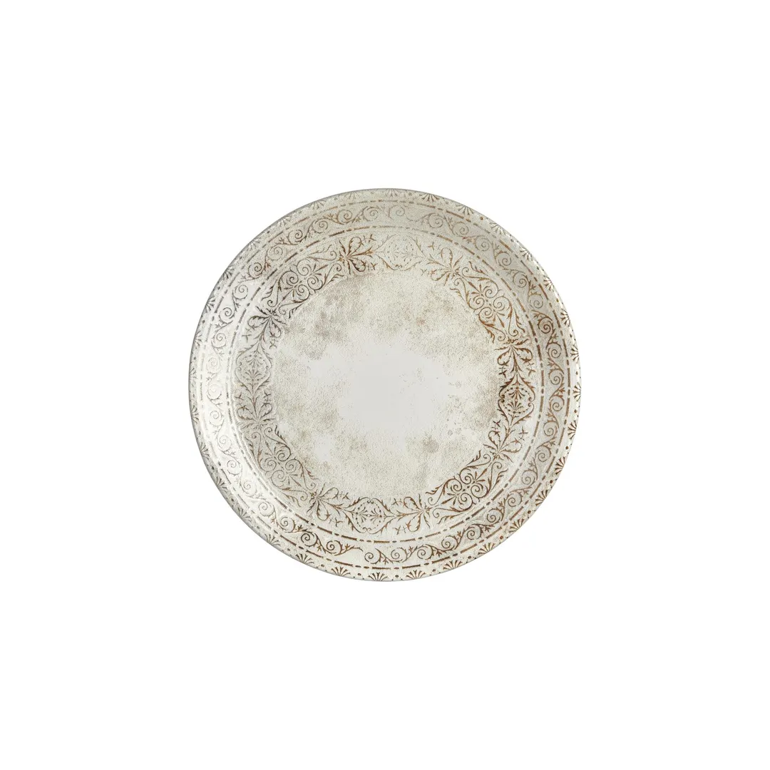 Turgla T-ANZT27DZ-12 Round Porcelain Dinner Plate, 10.75" Brown, Classic Antico Design