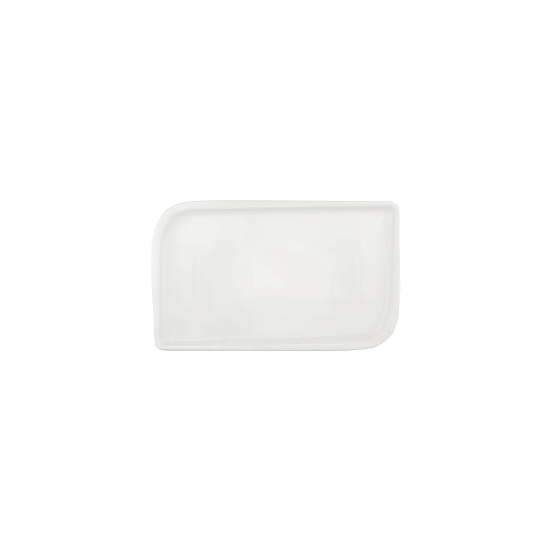 Turgla T-AR28DT-12 Rectangular Porcelain Dinner Plate, 9.5" x 6", Warm White Finish