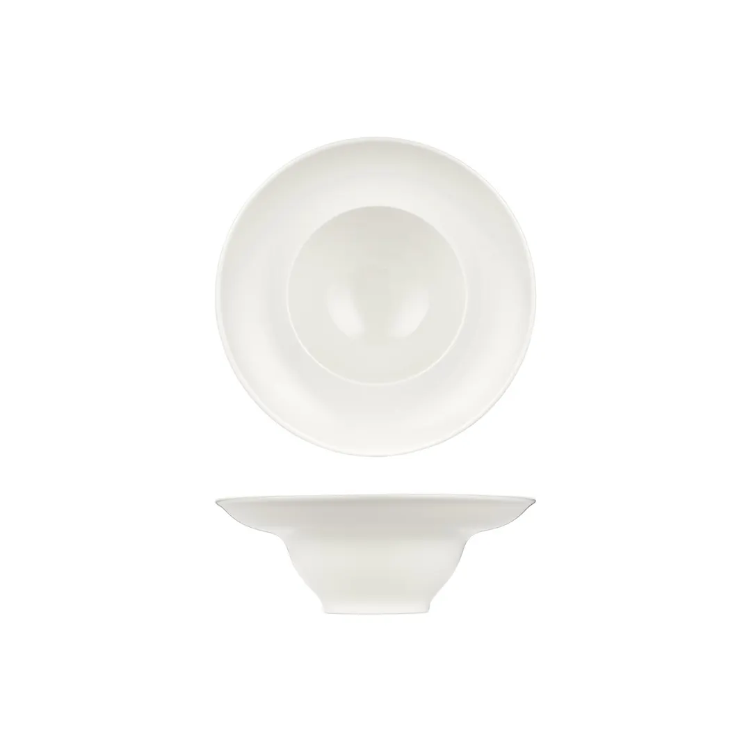 Turgla T-AT23CK-6 Gourmet Deep Round Plate, 9" Diameter, 15 oz Capacity, Warm White Porcelain