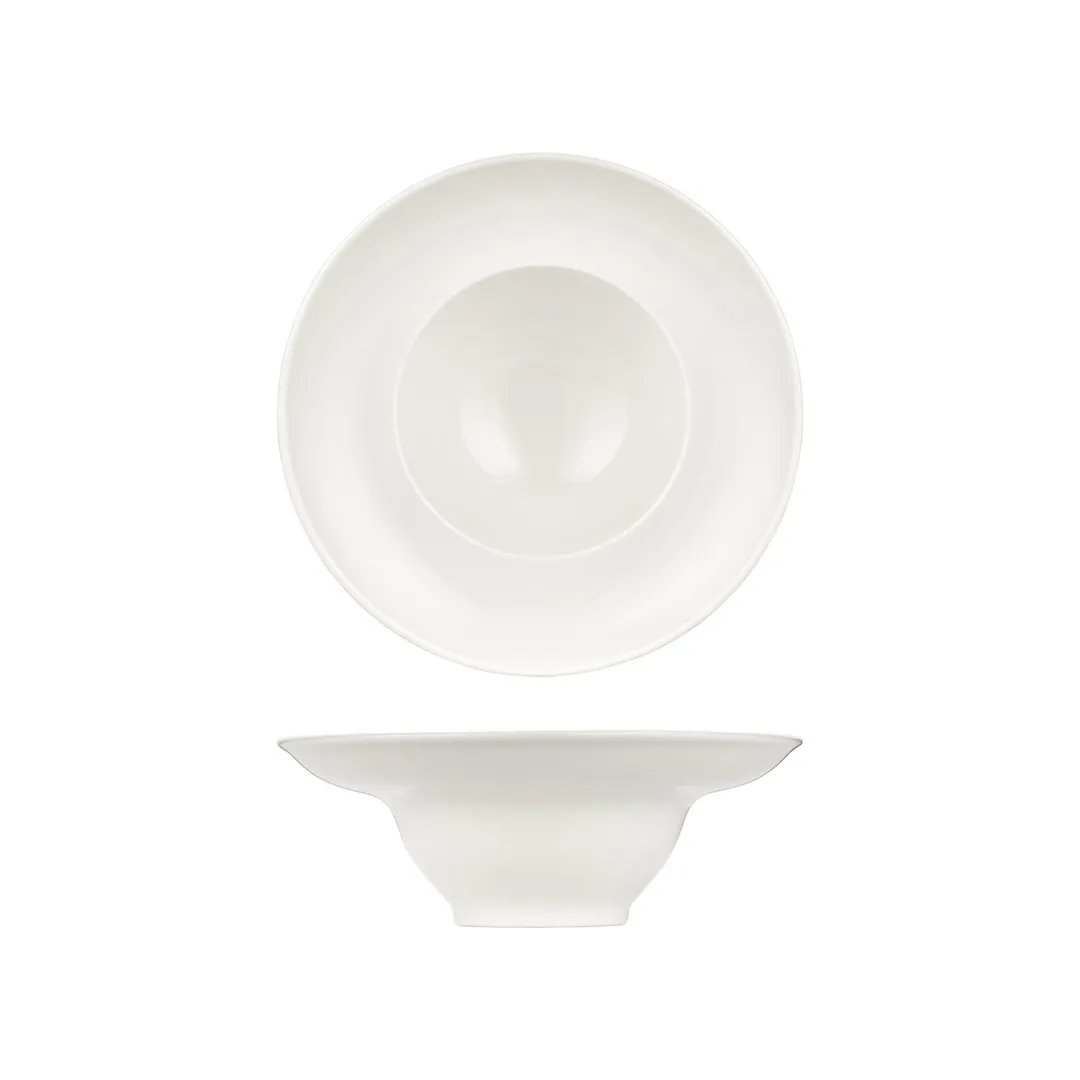 Turgla T-AT26CK-6 Gourmet Deep Round Plate, 10.25" Diameter, 22 oz Capacity, Warm White Porcelain