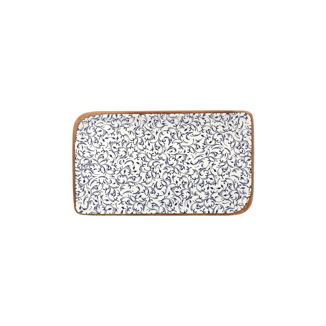 Turgla T-EAAR34DT-6 Rectangular Porcelain Platter, Blue, 11.75" W x 7" D (12" Long) Dinnerware