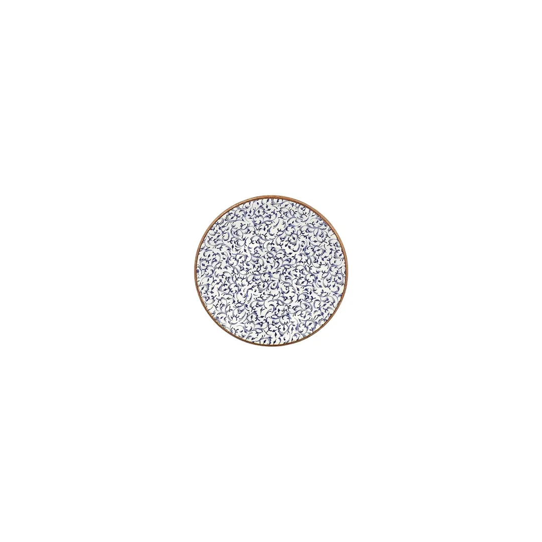 Turgla T-EAZT01KT-24 Round Porcelain Saucer, 4.75" Diameter, Blue Finish