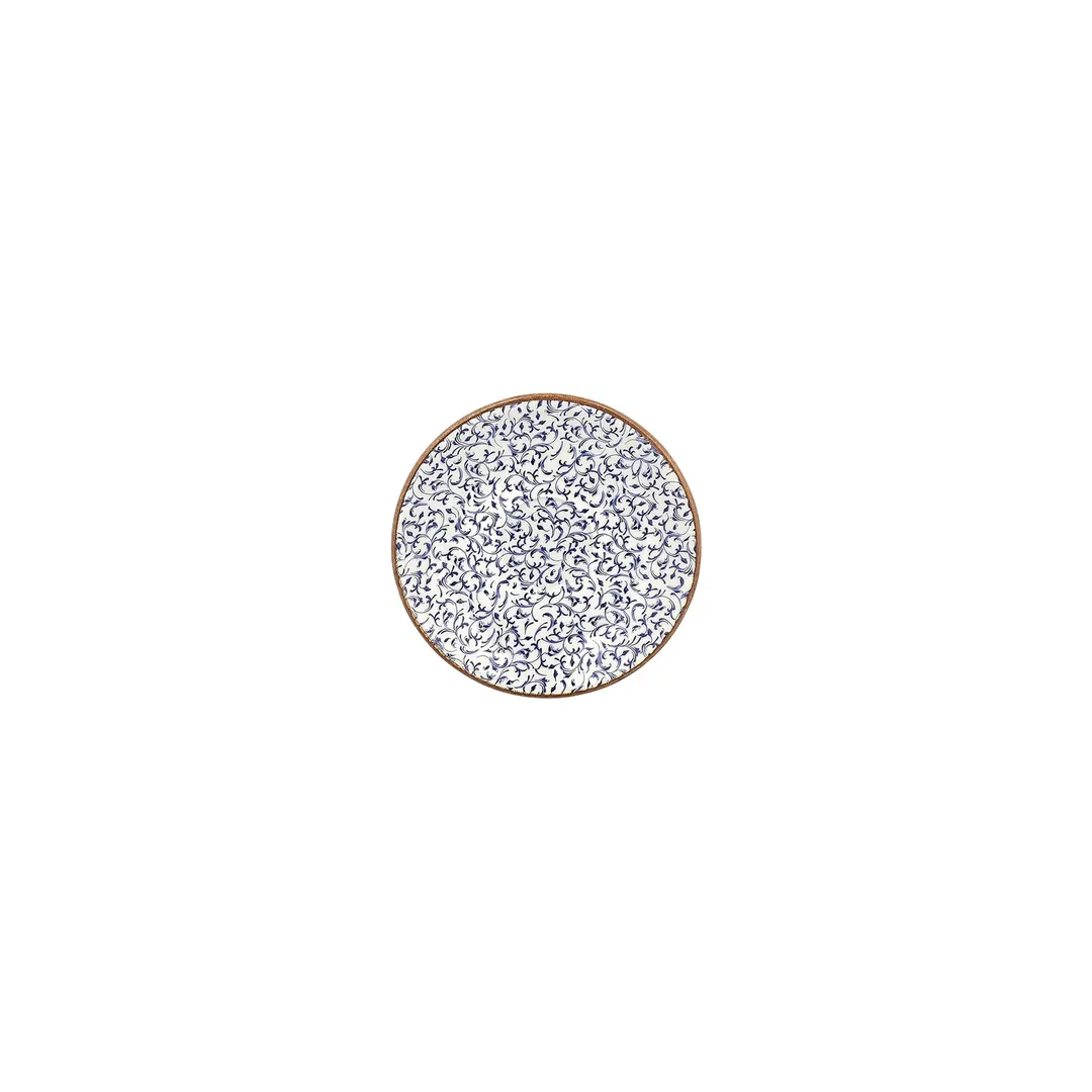 Turgla T-EAZT01KT-24 Round Porcelain Saucer, 4.75" Diameter, Blue Finish