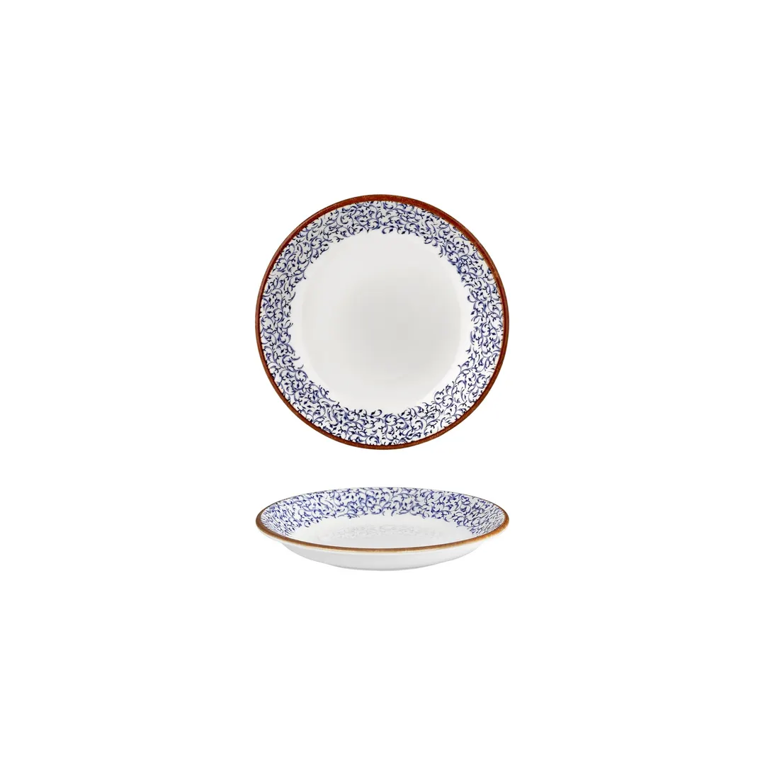 Turgla T-EAZT13CK-24 Deep Rim China Plate, 5" Round Blue Porcelain, 5 oz Capacity