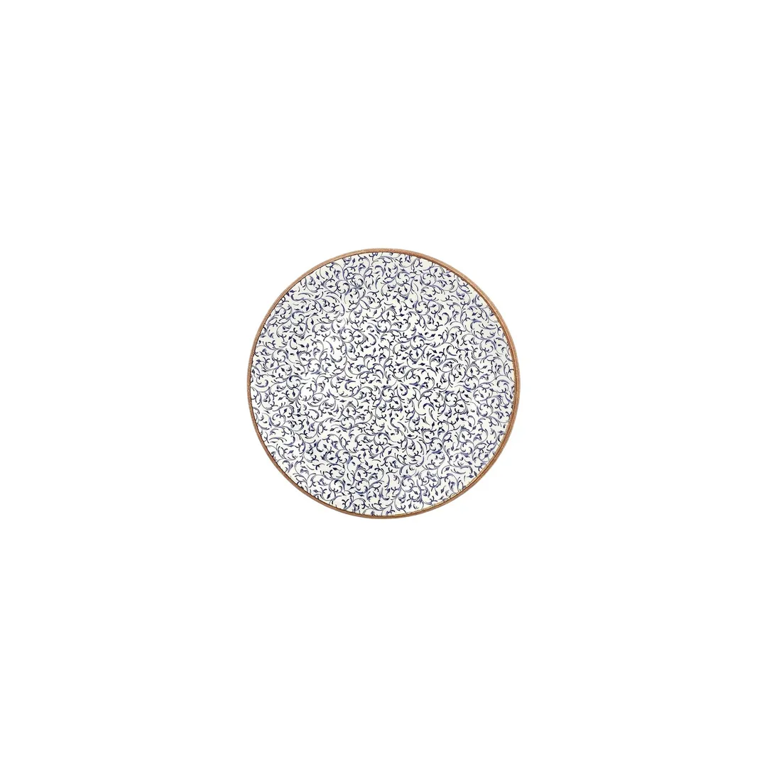 Turgla T-EAZT19DZ-12 Round 7.5" Blue Porcelain Dinner Plate, 7-3/4" Diameter, Fine China Tableware