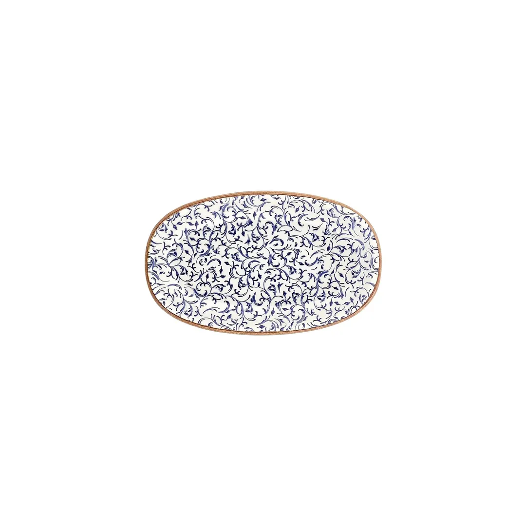 Turgla T-EAZT24OV-12 Oval Porcelain Platter, Blue, 9.5" x 5.5" (10" x 5"), China Dinnerware