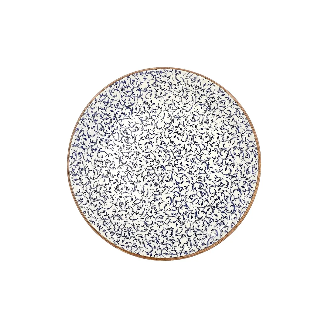 Turgla T-EAZT32PZT-6 Edera Round Porcelain Dinner Plate, 12.5" Diameter, Blue Finish