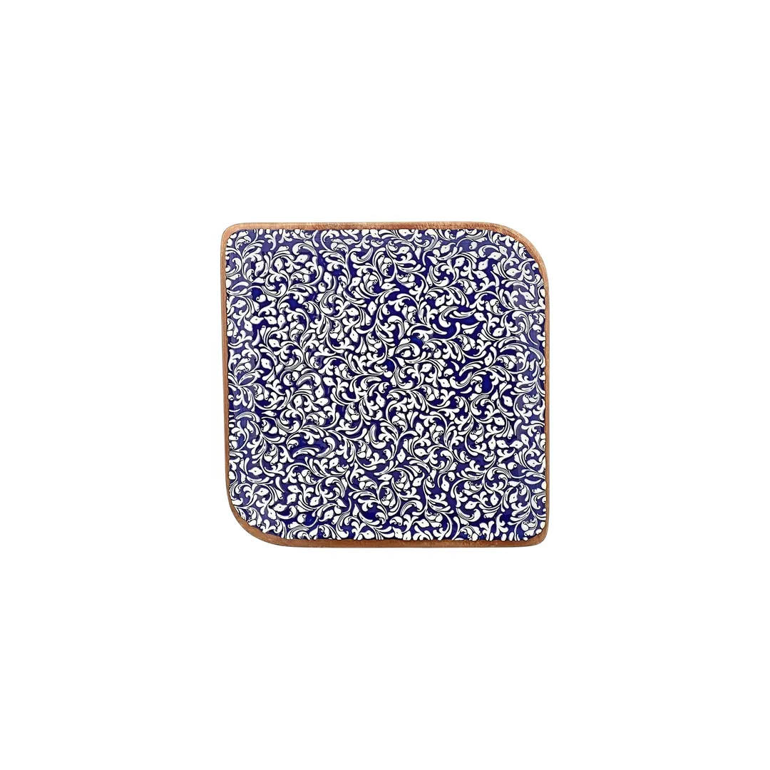 Turgla T-ECAR30KR-6 Square China Plate, 9" x 9" Porcelain, Cobalt Blue Finish