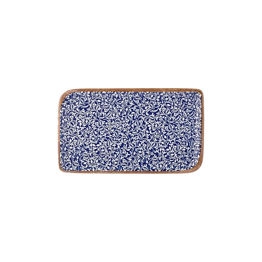Turgla T-ECAR34DT-6 Edera Cobalt Rectangular Porcelain Platter, Blue, 12" x 8" – Elegant Dinnerware