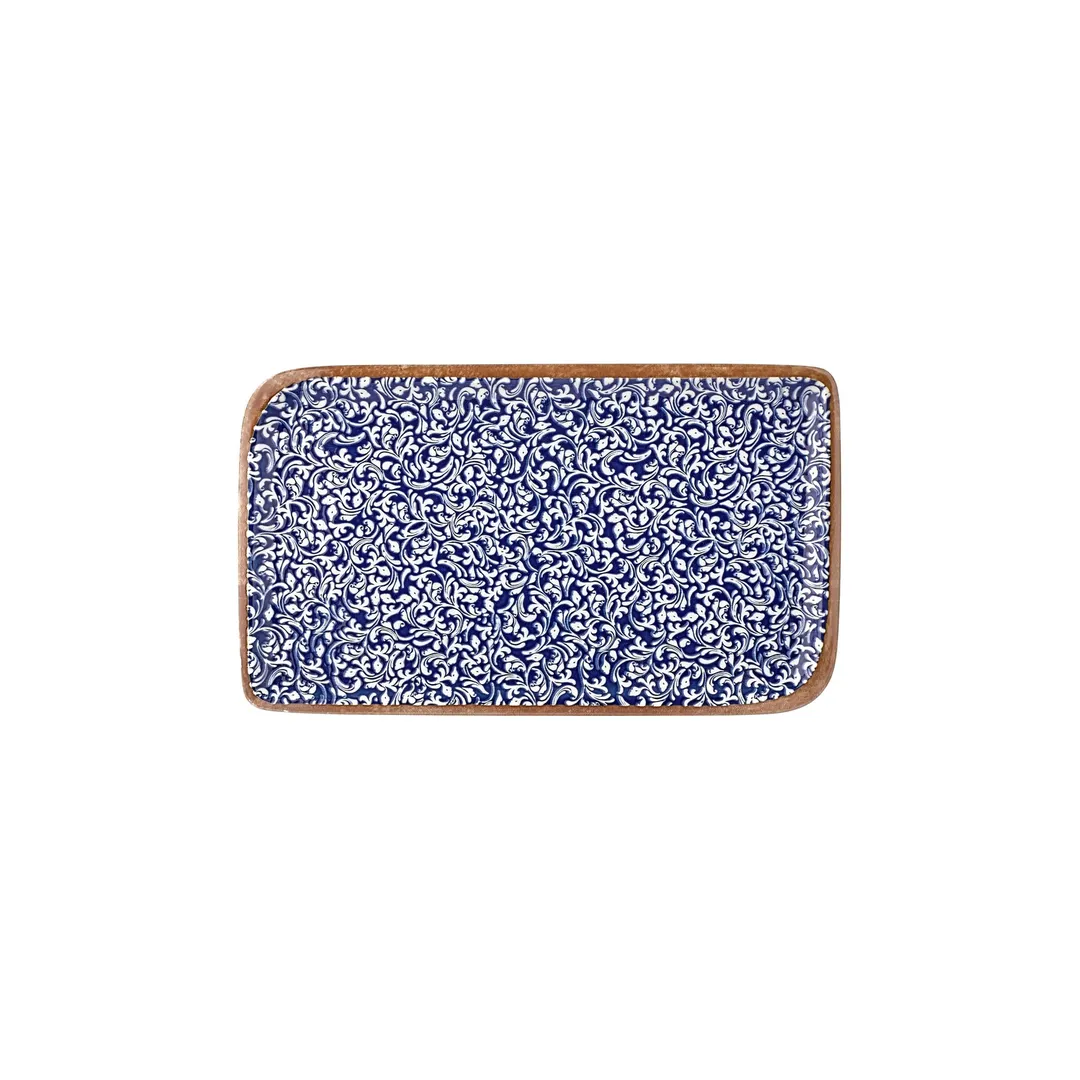 Turgla T-ECAR34DT-6 Edera Cobalt Rectangular Porcelain Platter, Blue, 12" x 8" – Elegant Dinnerware