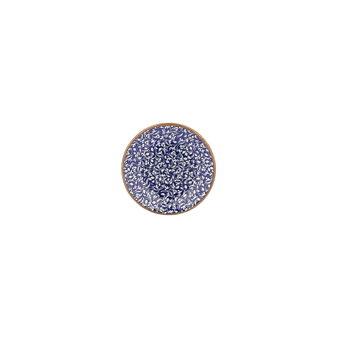 Turgla T-ECZT01KT-24 Edera Cobalt Round Porcelain Saucer, 4.75" Diameter, Blue