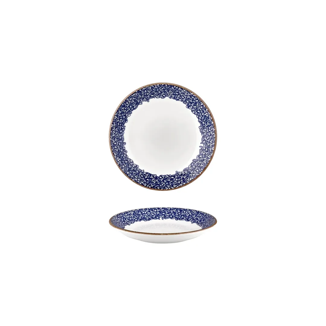 Turgla T-ECZT11CK-24 Edera Cobalt Deep Plate, 4.25" Round Porcelain Plate, Blue, 3 oz, Deep Rim