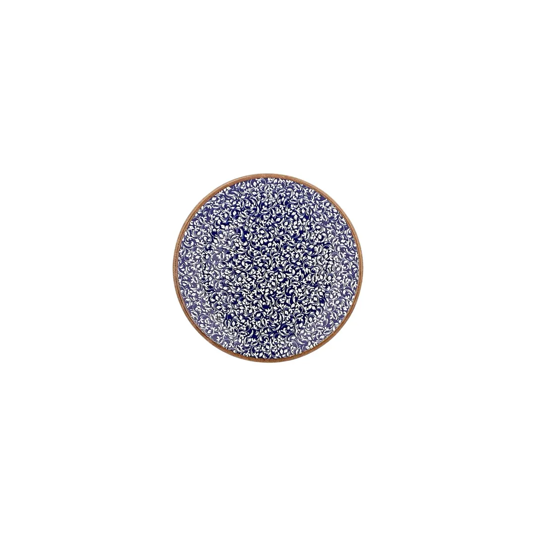 Turgla T-ECZT19DZ-12 Edera Cobalt Round China Plate, 7.5" Diameter, Blue Porcelain Dinnerware