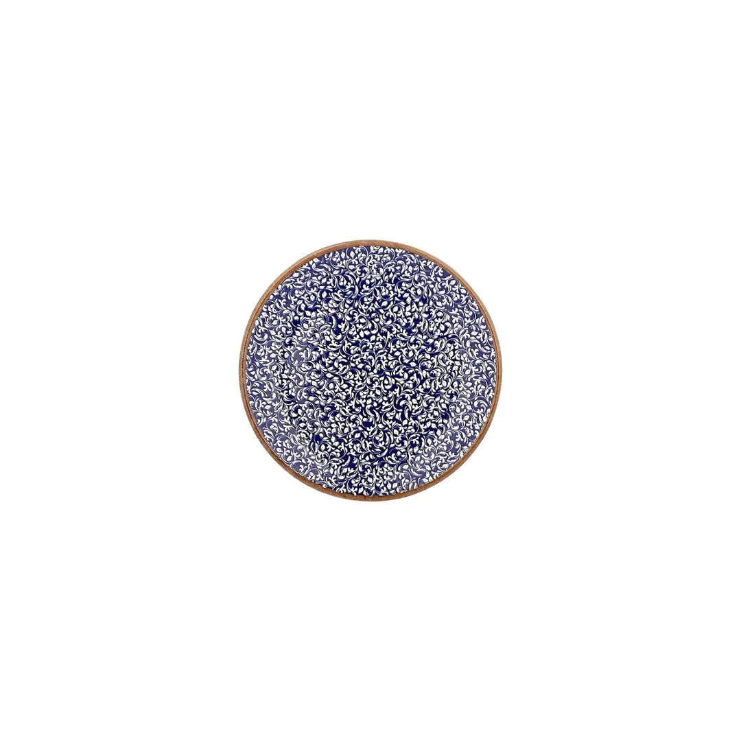 Turgla T-ECZT19DZ-12 Edera Cobalt Round China Plate, 7.5" Diameter, Blue Porcelain Dinnerware